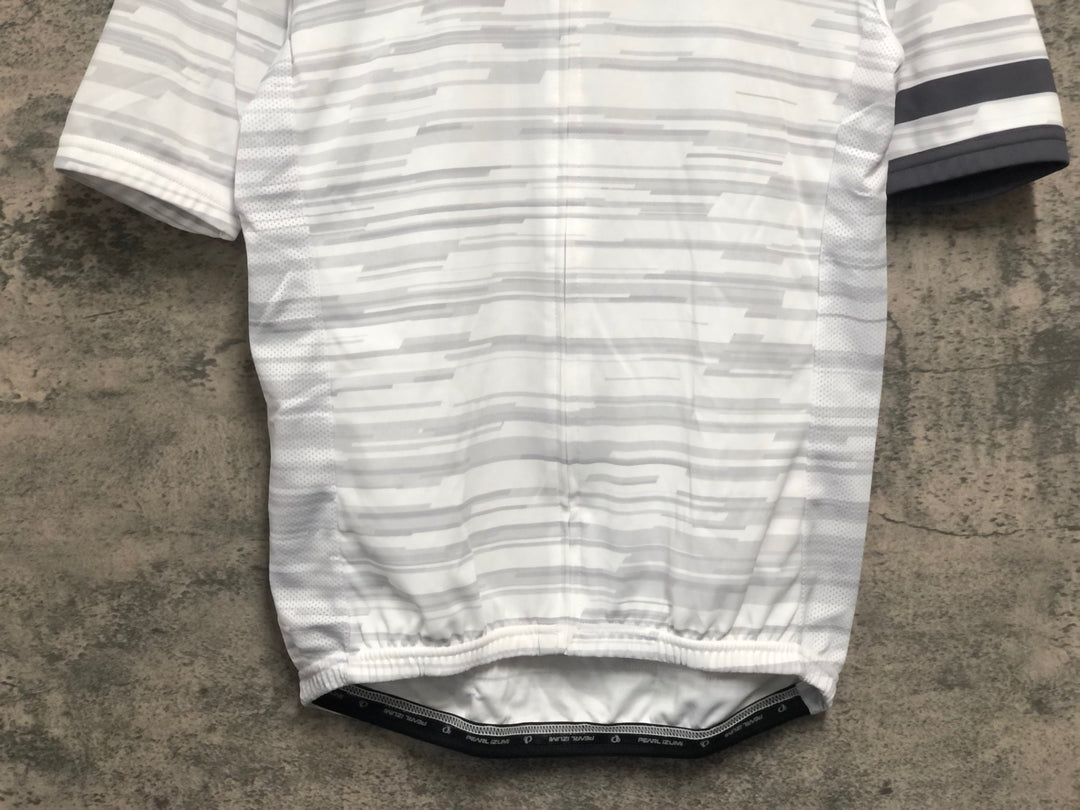 JU587 パールイズミ PEARL iZUMi 半袖 サイクルジャージ 白 グレー ボーダー L