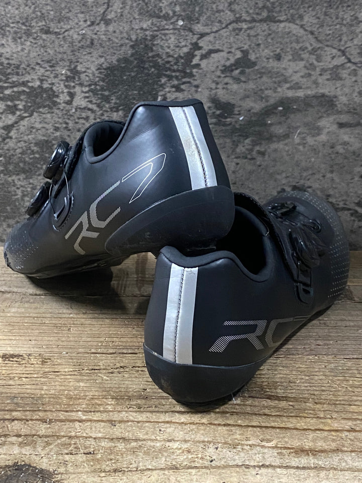 KG985 シマノ SHIMANO PC7 SHRC702M WIDE ビンディングシューズ 3穴 BOA シルバー 黒 EU44 ※ソール欠品