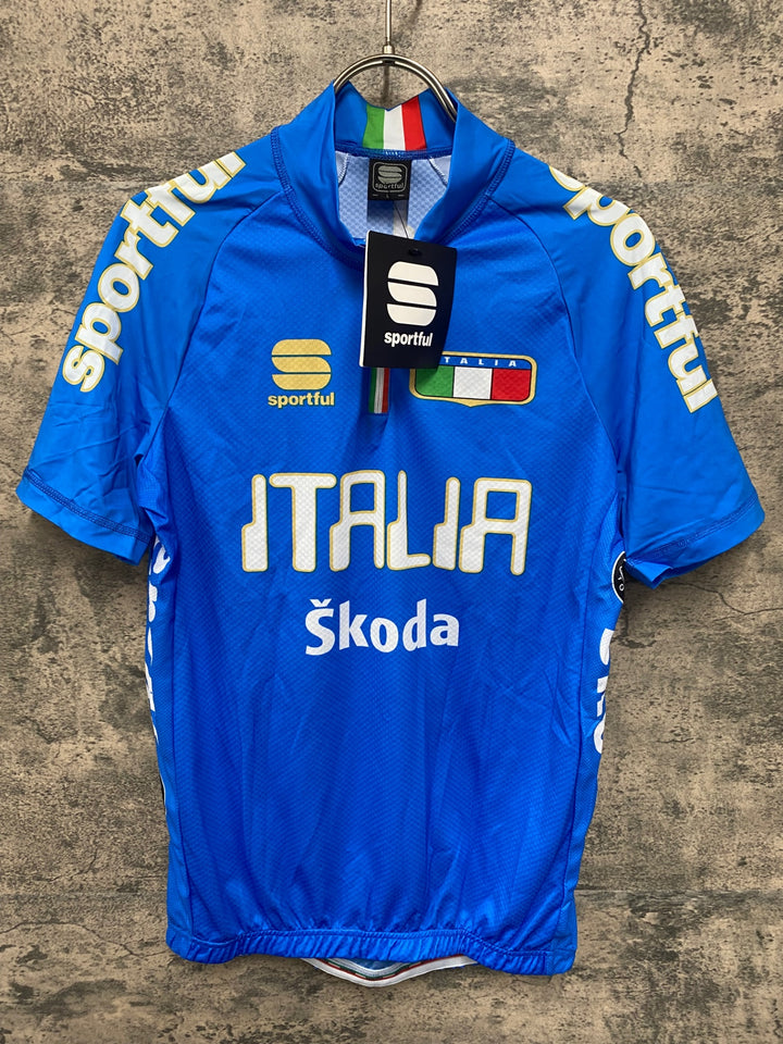 JV539 スポーツフル sportful 半袖 サイクルジャージ 青 L ITALIA Skoda