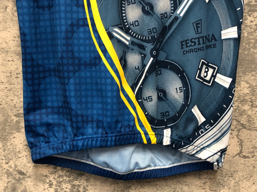 JJ497 サンティーニ Santini 半袖 サイクルジャージ ハーフジップ 青 L FESTINA