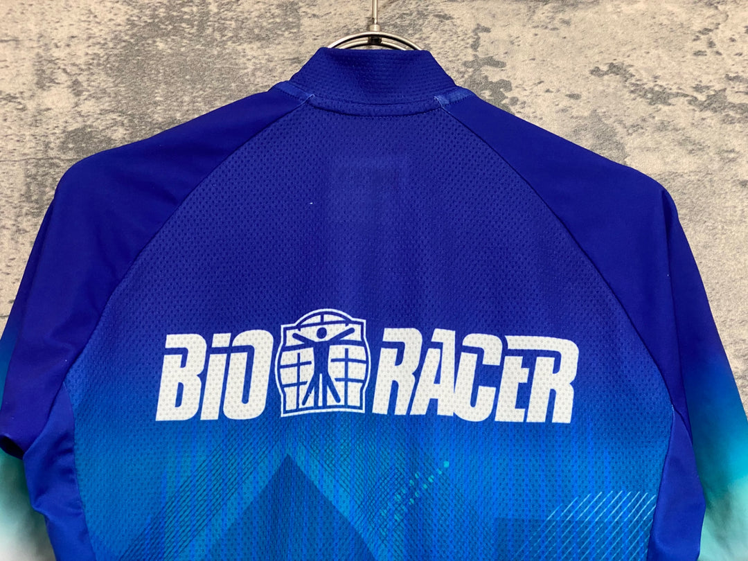 KG955 ビオレーサー BiO RACER 半袖 サイクルジャージ 青 S 富士ヒルクライム