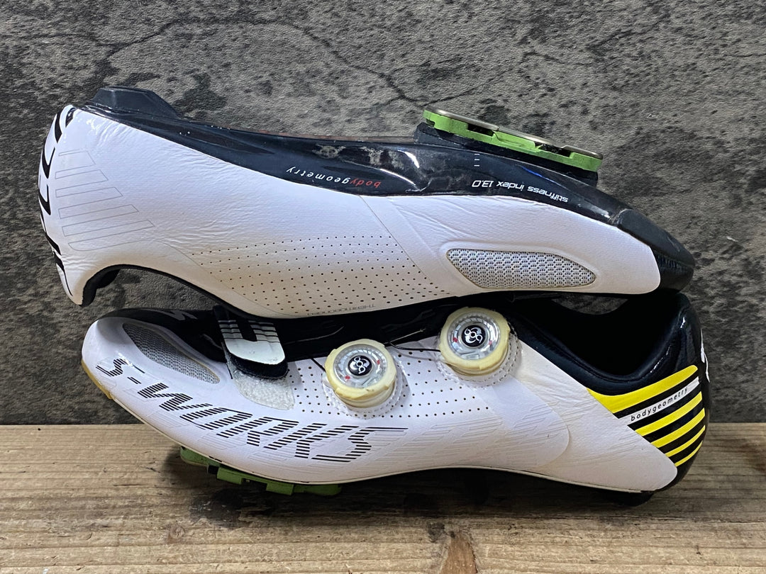 KP678 スペシャライズド SPECIALIZED S-WORKS RD ビンディングシューズ EU40.5 3穴 白黒 ベルクロ剥離