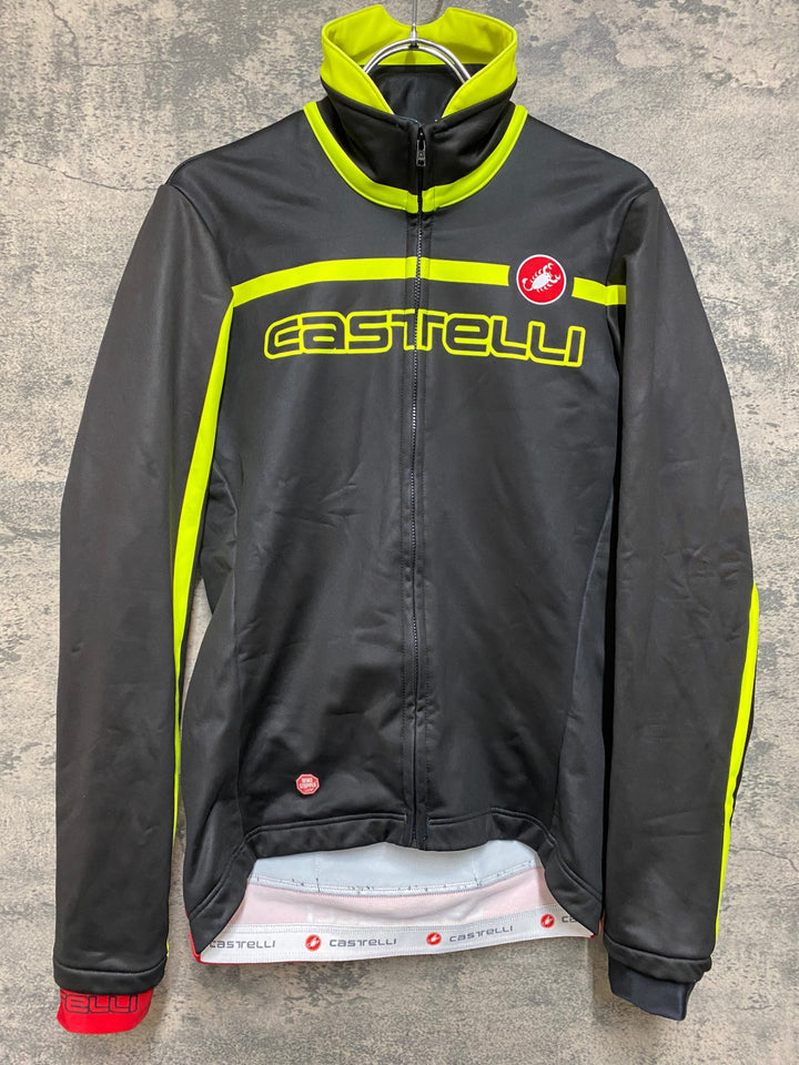 JJ861 カステリ CASTELLI 長袖 サイクルジャケット 黒/黄 M 裏起毛