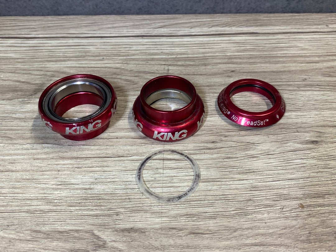 JT261 クリスキング CHRIS KING NoThreadSet アヘッド ヘッドパーツ ヘッドセット 上下1-1/8 OS アウトボード式 レッド ※トップキャップ無し