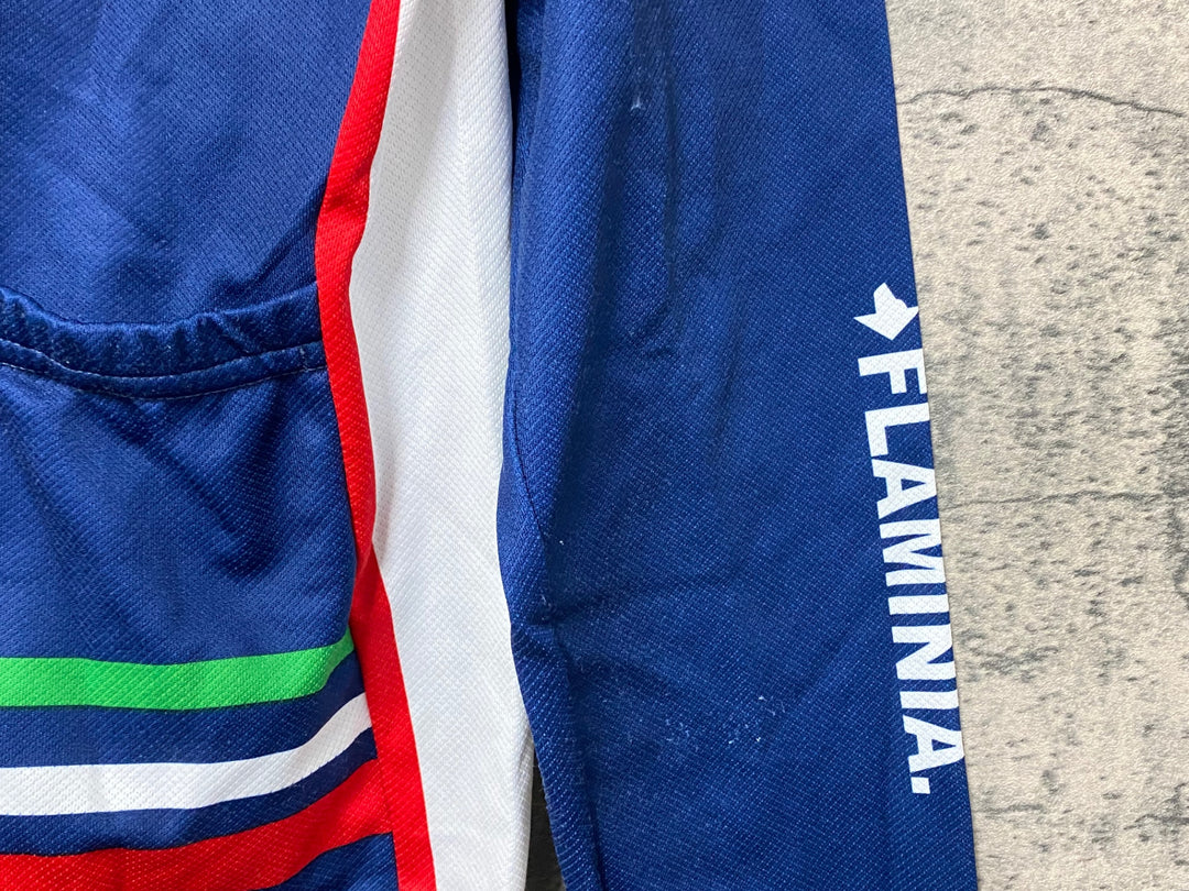 KF186 サンティーニ Santini 長袖 サイクルジャージ ネイビー M 裏起毛 DE ROSA FLAMINIA