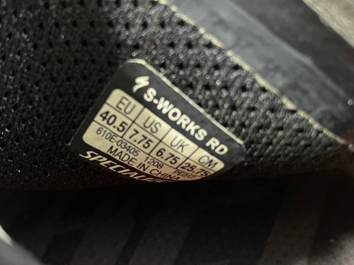 KP678 スペシャライズド SPECIALIZED S-WORKS RD ビンディングシューズ EU40.5 3穴 白黒 ベルクロ剥離