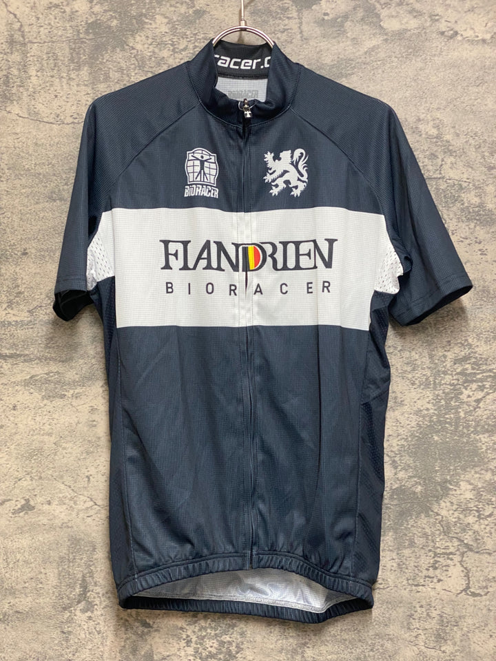 JS085 ビオレーサー BIORACER 半袖 サイクルジャージ グレー 白 4/L FLANDRIEN