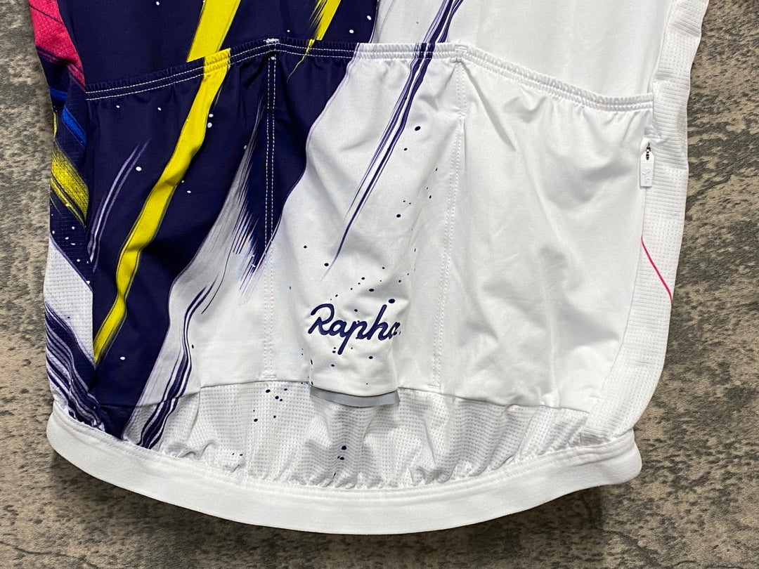 JE223 ラファ Rapha MEN'S CANYON/SRAM TRAINING JERSEY 半袖 サイクルジャージ パープル ホワイト XS