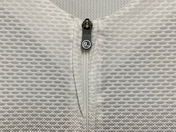 JQ132 バイシクルライン BICYCLE LINE 半袖 サイクルジャージ 白 グレー M メッシュ ※ほつれあり