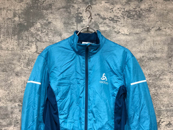 KL217 odlo 長袖 サイクルジャケット 水 青 S 裏起毛 中綿