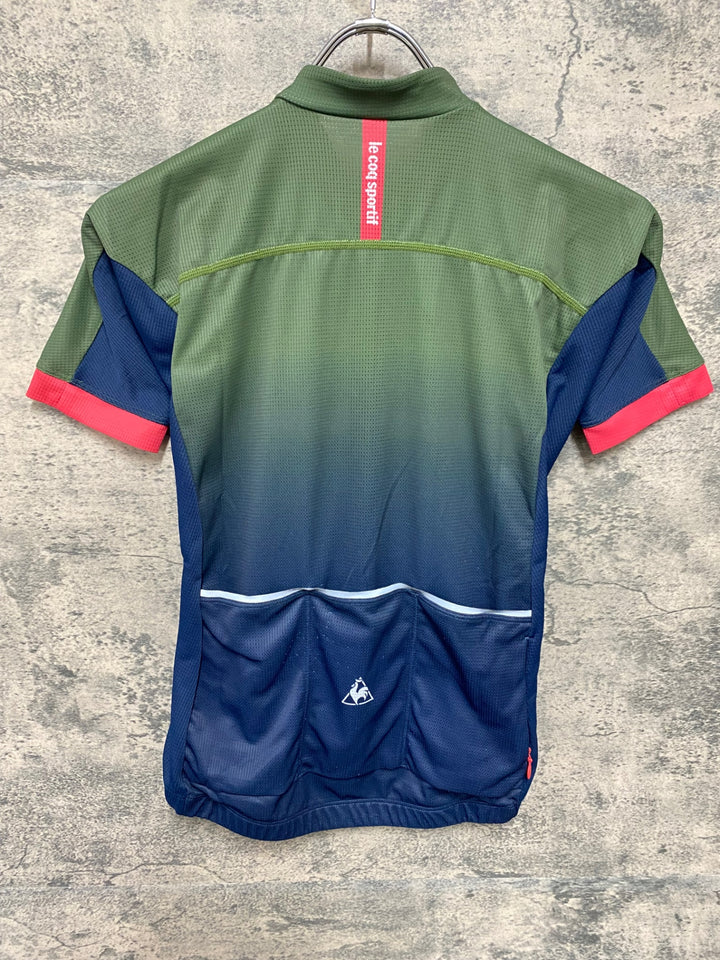 KA068 ルコックスポルティフ le coq sportif Steel 半袖 サイクルジャージ 緑 ネイビー S