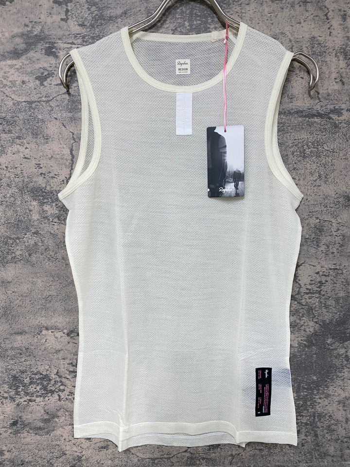JY635 ラファ Rapha MERINO MESH BASE LAYER SLEEVELESS ノースリーブ ベースレイヤー 白 M メッシュ 未使用