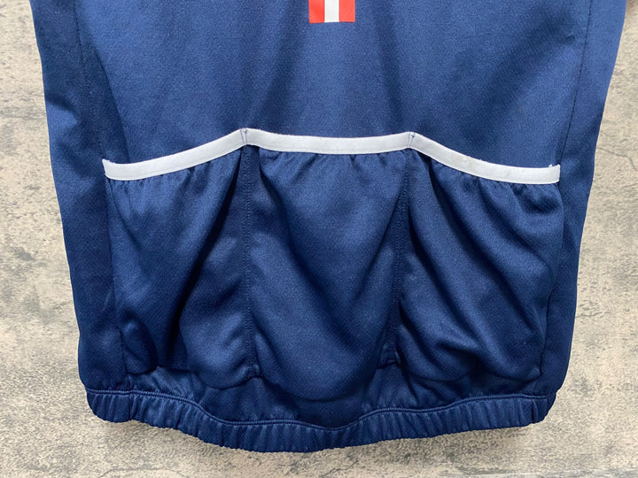 JQ121 ルコックスポルティフ le coq sportif 半袖 サイクルジャージ 紺 M ※ほつれあり