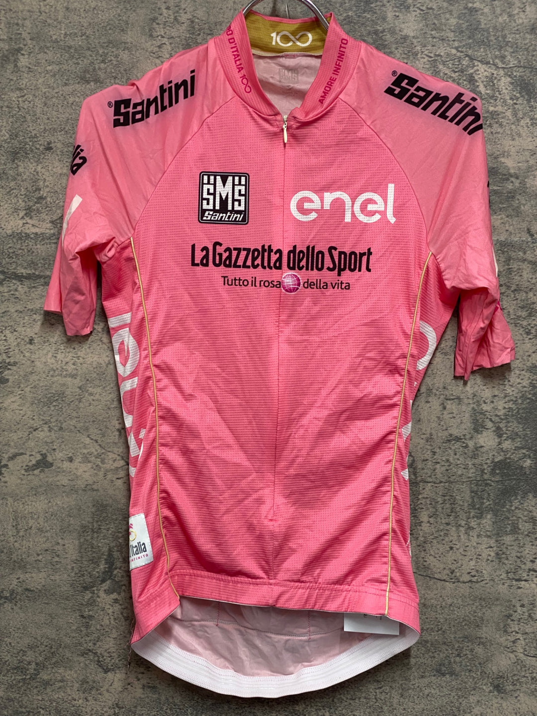 JU561 サンティーニ Santini 半袖 サイクルジャージ ピンク S GIRO D’ITALIA 100