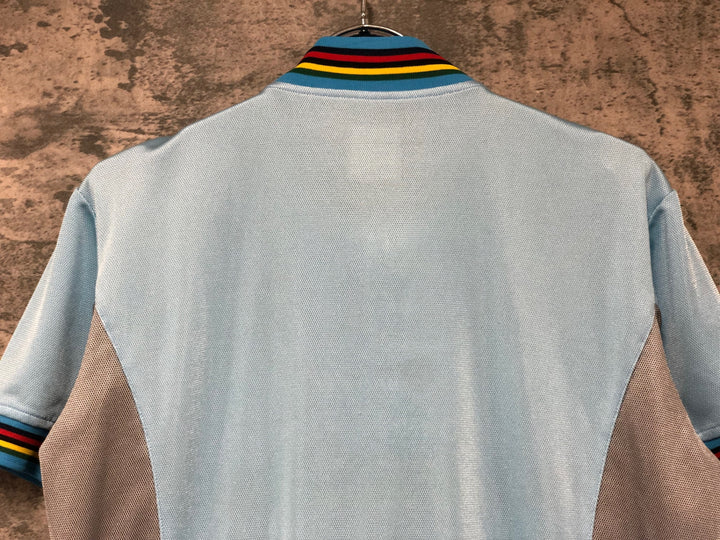 KO370 ルコックスポルティフ le coq sportif 半袖 サイクルジャージ 水色 グレー L ハーフジップ