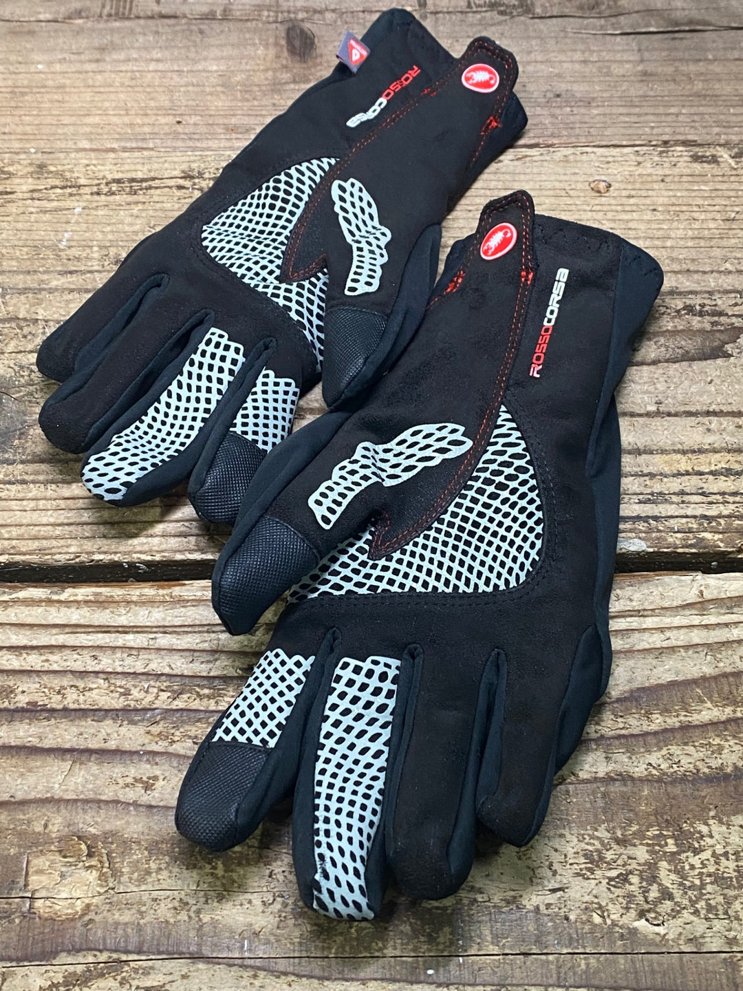 JK213 カステリ CASTELLI ROSSOCORSA 長指 グローブ 黒 S 裏起毛 ※タグカット