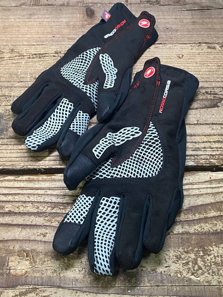 JK213 カステリ CASTELLI ROSSOCORSA 長指 グローブ 黒 S 裏起毛 ※タグカット