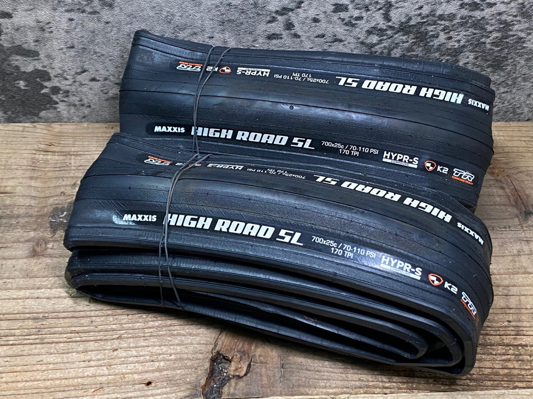 JN784 マキシス MAXXIS HIGH ROAD SL タイヤ 700x25C チューブレスレディ 2本セット 未使用