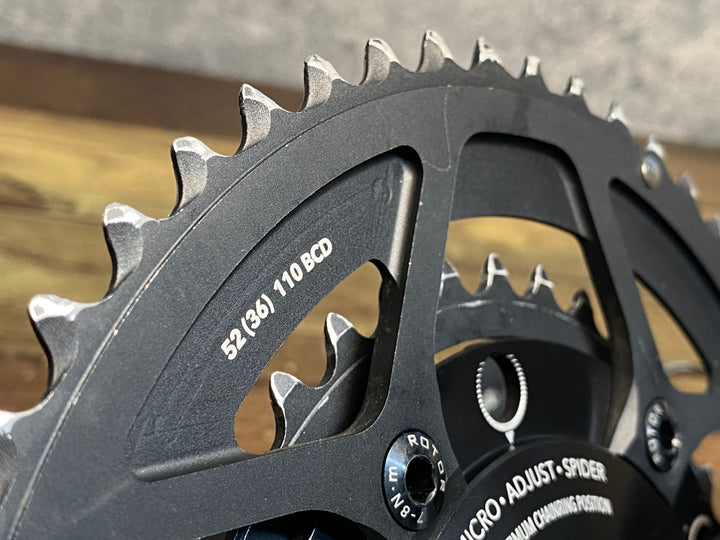 IY473 ローター ROTOR In Power 3D+ パワーメーター クランクセット 170mm 52/36T※電池蓋歪みのためジャンク