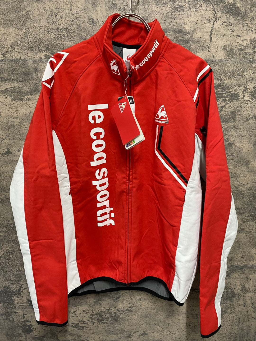 KC998 ルコックスポルティフ le coq sportif 長袖 サイクルジャケット 赤白 L 裏起毛