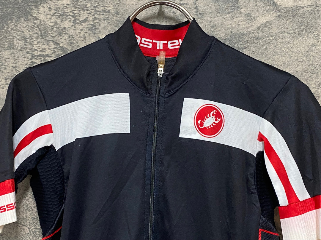 JT065 カステリ CASTELLI 半袖サイクルジャージ 黒 S ほつれあり