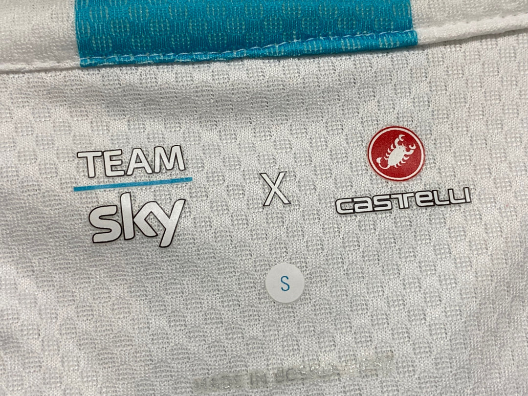 KG336 カステリ CASTELLI 半袖 サイクルジャージ 白 水色 S TEAM Sky