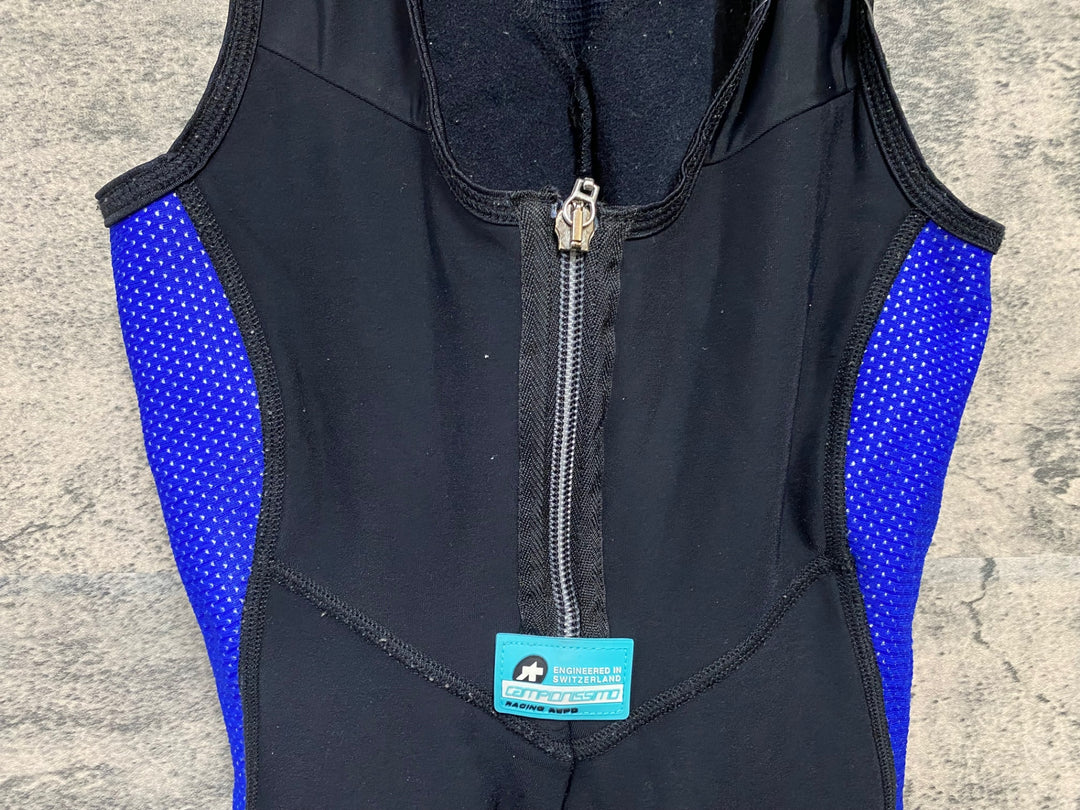 JS662 アソス ASSOS AIRBLOCK851 ビブタイツ 黒 青 M 裏起毛 タグカット ※擦れあり