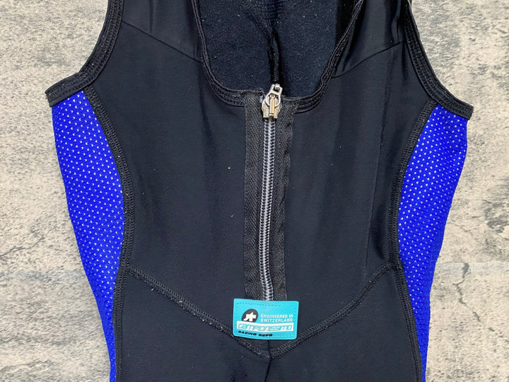 JS662 アソス ASSOS AIRBLOCK851 ビブタイツ 黒 青 M 裏起毛 タグカット ※擦れあり