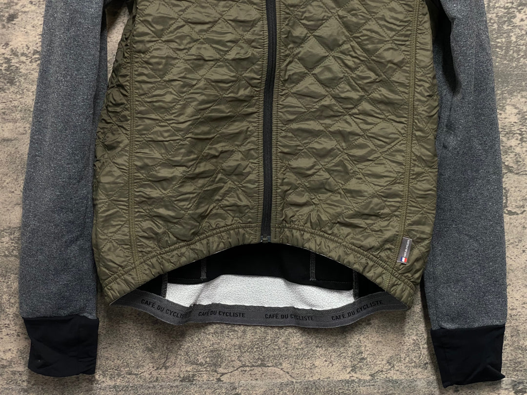 JV277 カフェドシクリステ Cafe du Cycliste Heidi man 長袖 サイクルジャージ グレー カーキ M 裏起毛