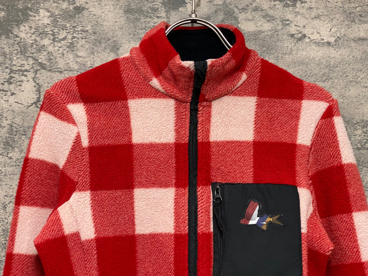 KA838 カフェドシクリステ CAFE DU CYCLISTE SOLANGE NEW CHECK WOMAN 長袖 サイクルジャケット 赤ピンク XS フリース