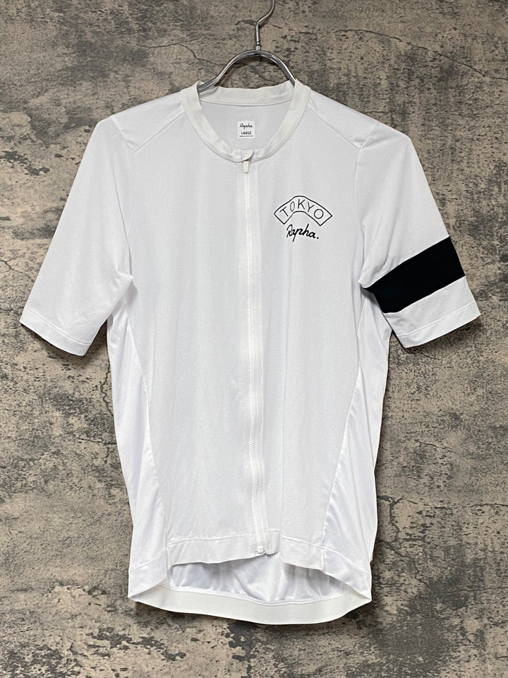 KJ109 ラファ Rapha MEN'S CLUBHOUSE JERSEY TOKYO 半袖 サイクルジャージ 白 L ※ほつれ,汚れ