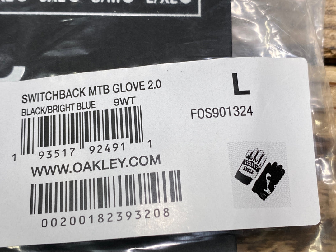 JN151 オークリー OAKLEY 長指 グローブ 黒 水色 L