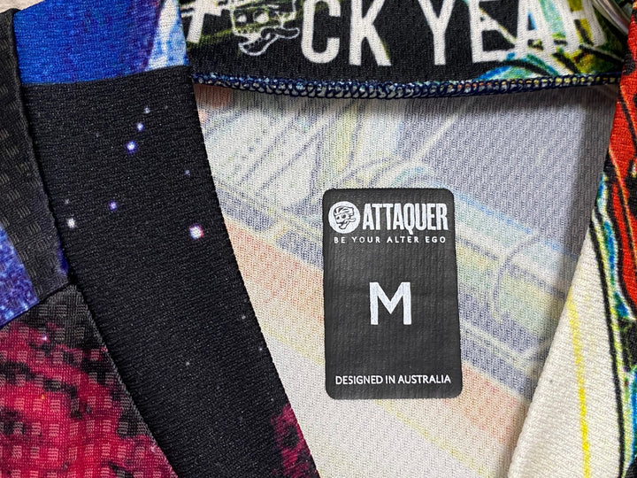 KE362 アタッカー ATTAQUER 半袖 サイクルジャージ 紺 白 総柄 M