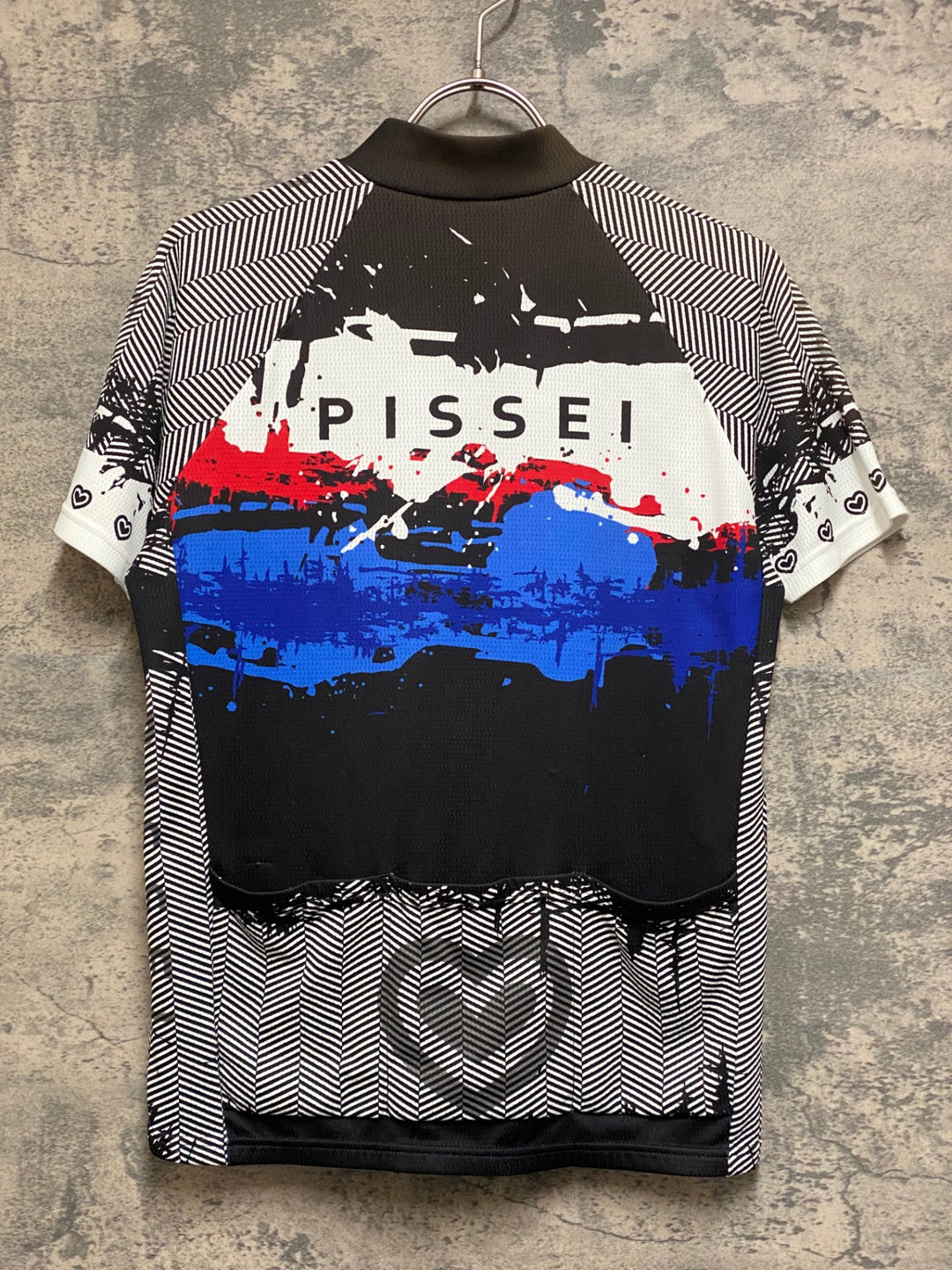 JS099 ピセイ PISSEI 半袖 半袖 サイクルジャージ 白 青 黒 1 ※色褪せ