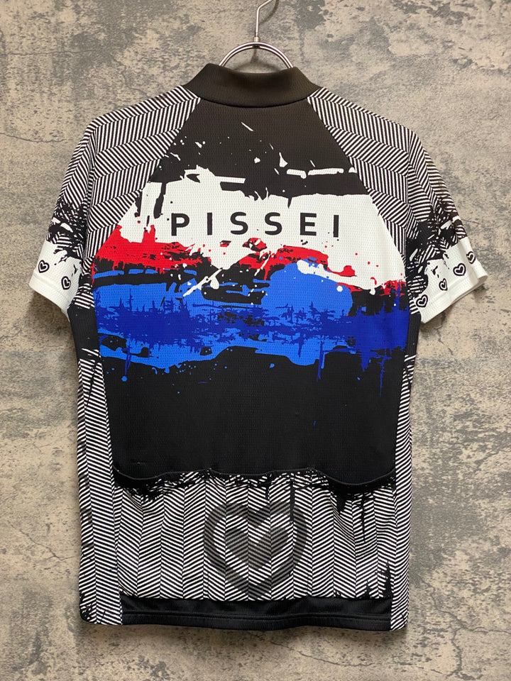 JS099 ピセイ PISSEI 半袖 半袖 サイクルジャージ 白 青 黒 1 ※色褪せ