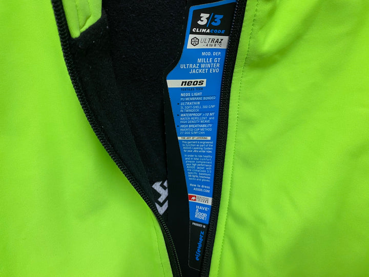 KG041 アソス assos MILLE GT ULTRAZ WINTER JACKET EVO 長袖 サイクルジャケット 緑 M 裏起毛 ※擦れ
