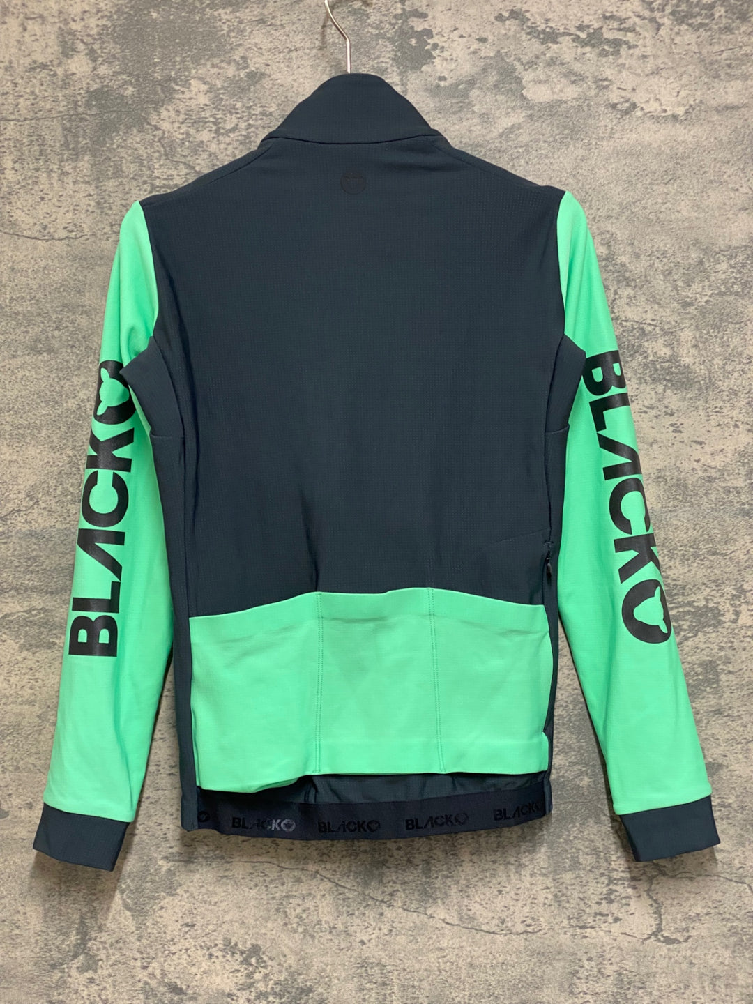 JO261 ブラックシープ BLACKSHEEP THERMAL JERSEY 長袖 サイクルジャージ 紺 黄緑 S 裏起毛