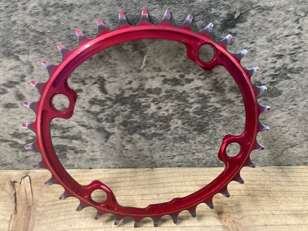 KN013 スギノ Sugino サイクロイド CYCLOID Super Hill Climb CY4-SHC-34T インナー 楕円 チェーンリング 赤 34T