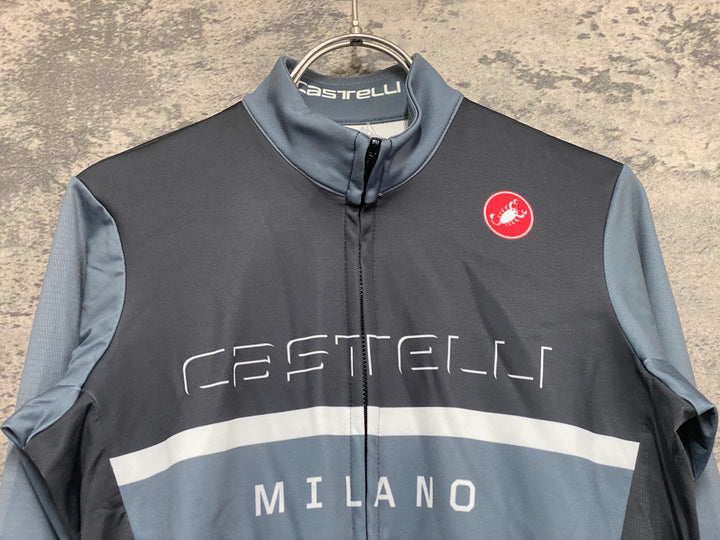 KD433 カステリ CASTELLI 長袖 サイクルジャージ グレー M 裏起毛 ※スレあり
