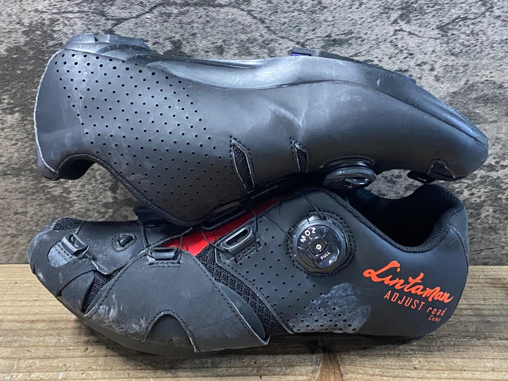 JZ888 リンタマン Lintaman ADJUST road Comp ビンディングシューズ 黒 赤 EU41 3穴