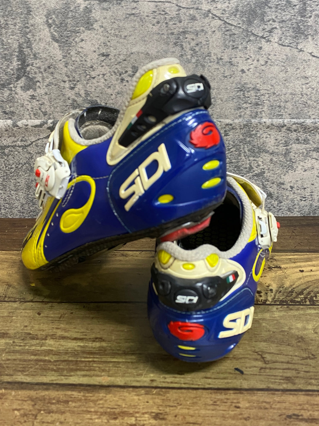 JN237 シディ SIDI SCARPE WIRE CARBON LUCIDO ビンディングシューズ SPD-SL 青黄 EU43.5