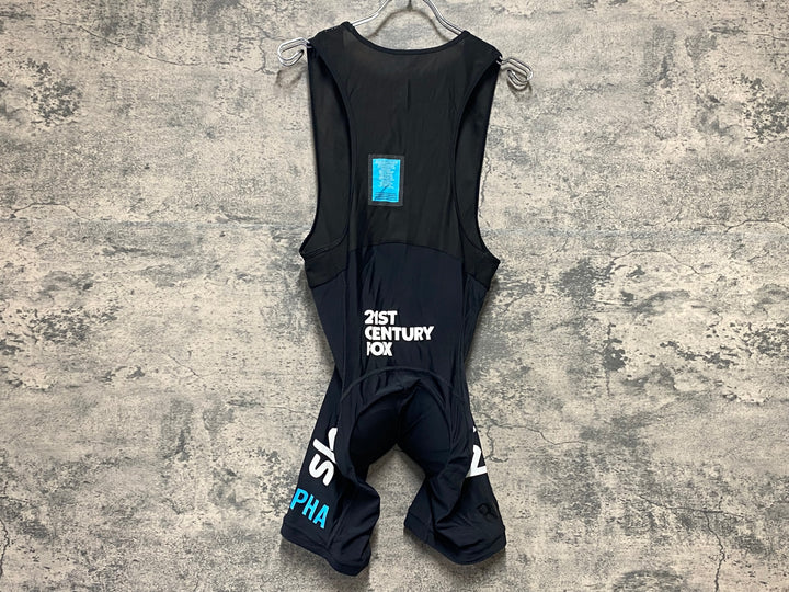 KJ201 ラファ Rapha レプリカ REPLICA 半袖 サイクルジャージ / ビブショーツ 上下セット S 黒青 チームスカイ パッド部傷み