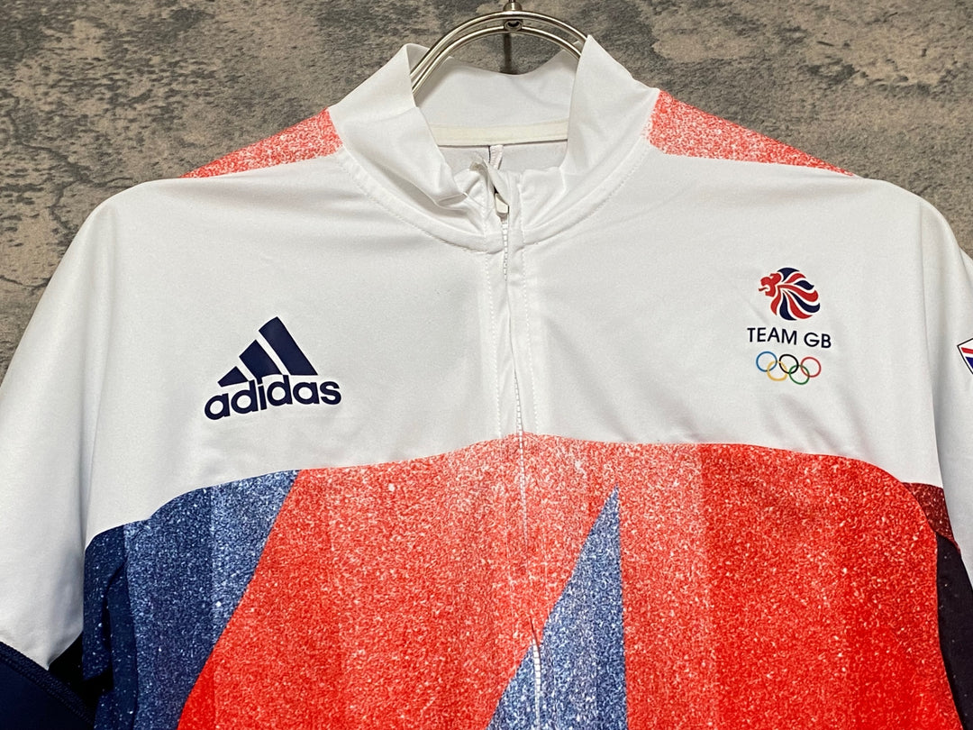 KG333 アディダス adidas 半袖 サイクルジャージ 白 赤 紺 S GREAT BRITAIN