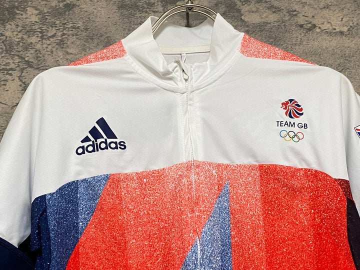 KG333 アディダス adidas 半袖 サイクルジャージ 白 赤 紺 S GREAT BRITAIN