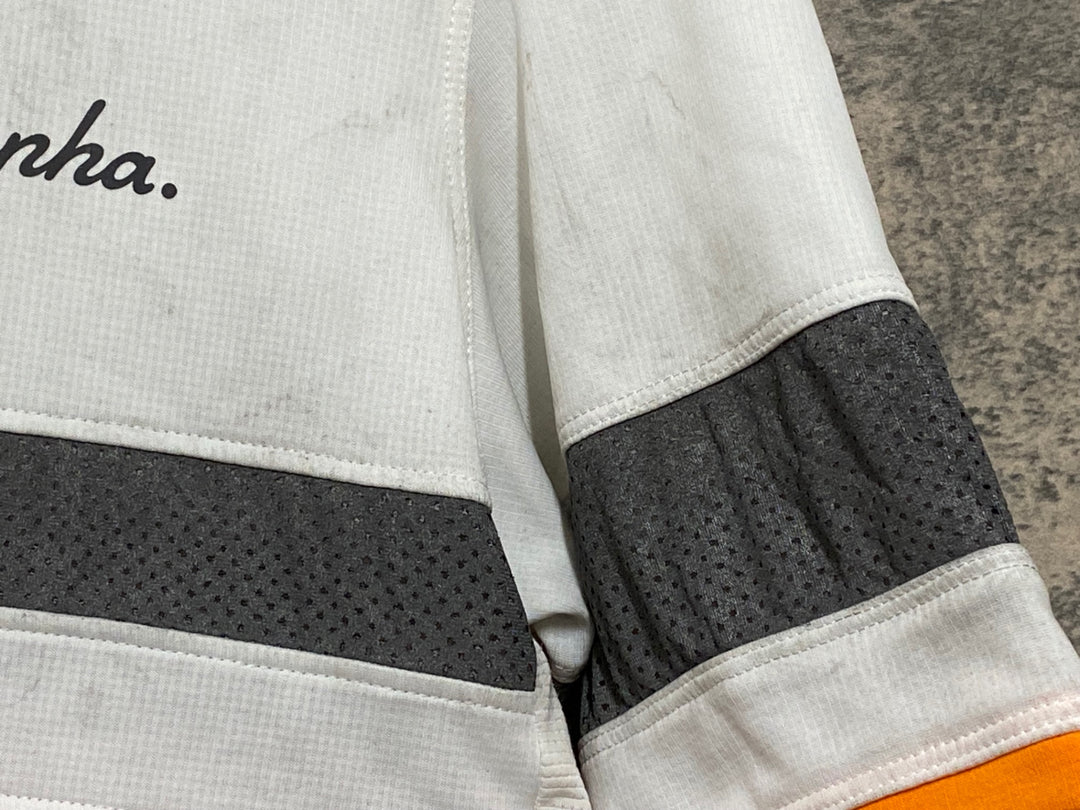 JM005 ラファ Rapha BREVET LIGHTWEIGHT JERSEY 半袖 サイクルジャージ 白 M ※汚れ