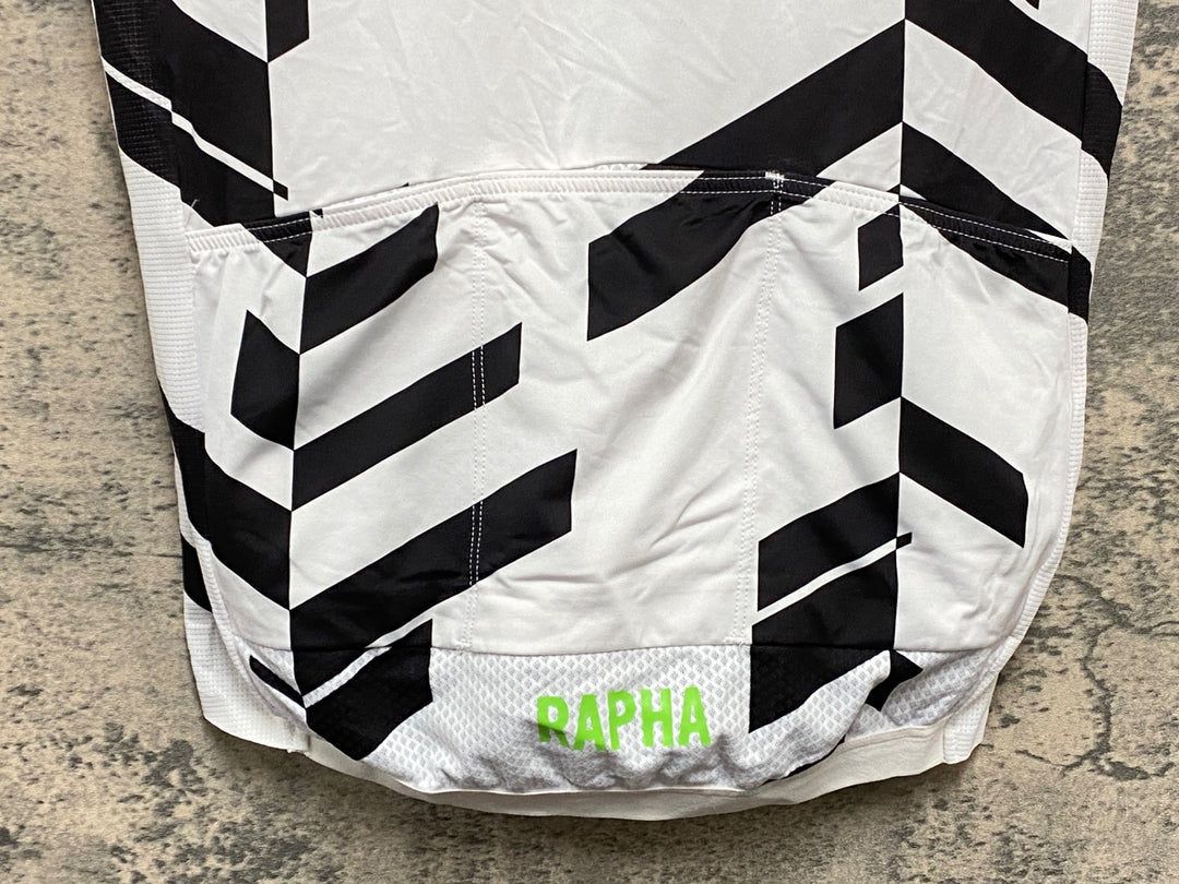 KB085 ラファ Rapha PRO TEAM AERO JERSEY 半袖 サイクルジャージ 白 黒 L