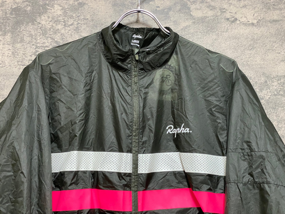 KE033 ラファ Rapha BREVET FLYWEIGHT WIND JACKET 長袖 サイクルジャケット オリーブ L