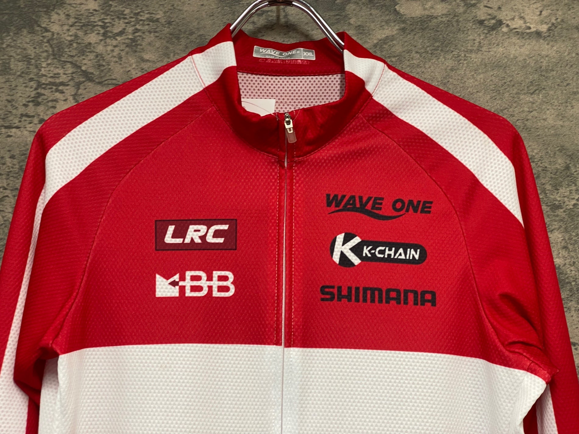 JY993 ウェイブワン WAVE ONE 長袖 サイクルジャージ 赤 白 XXL 弱虫