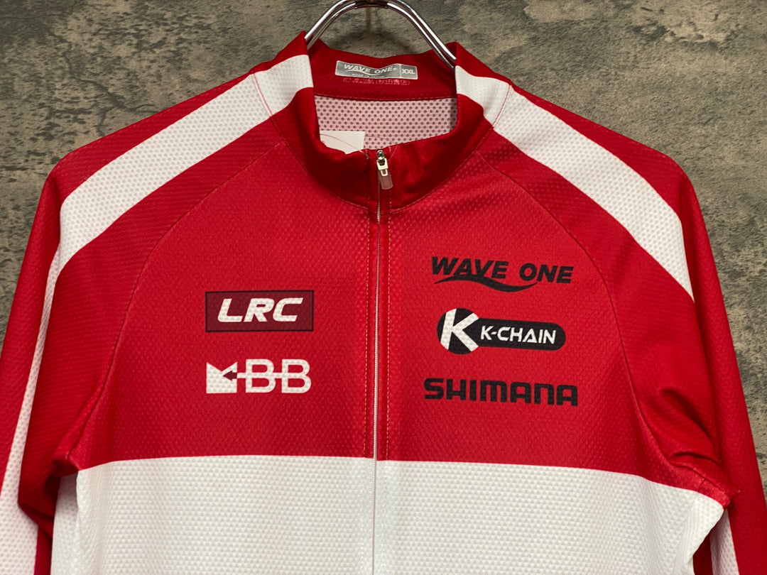 JY993 ウェイブワン WAVE ONE 長袖 サイクルジャージ 赤 白 XXL 弱虫ペダル 筑士波大学自転車競技部