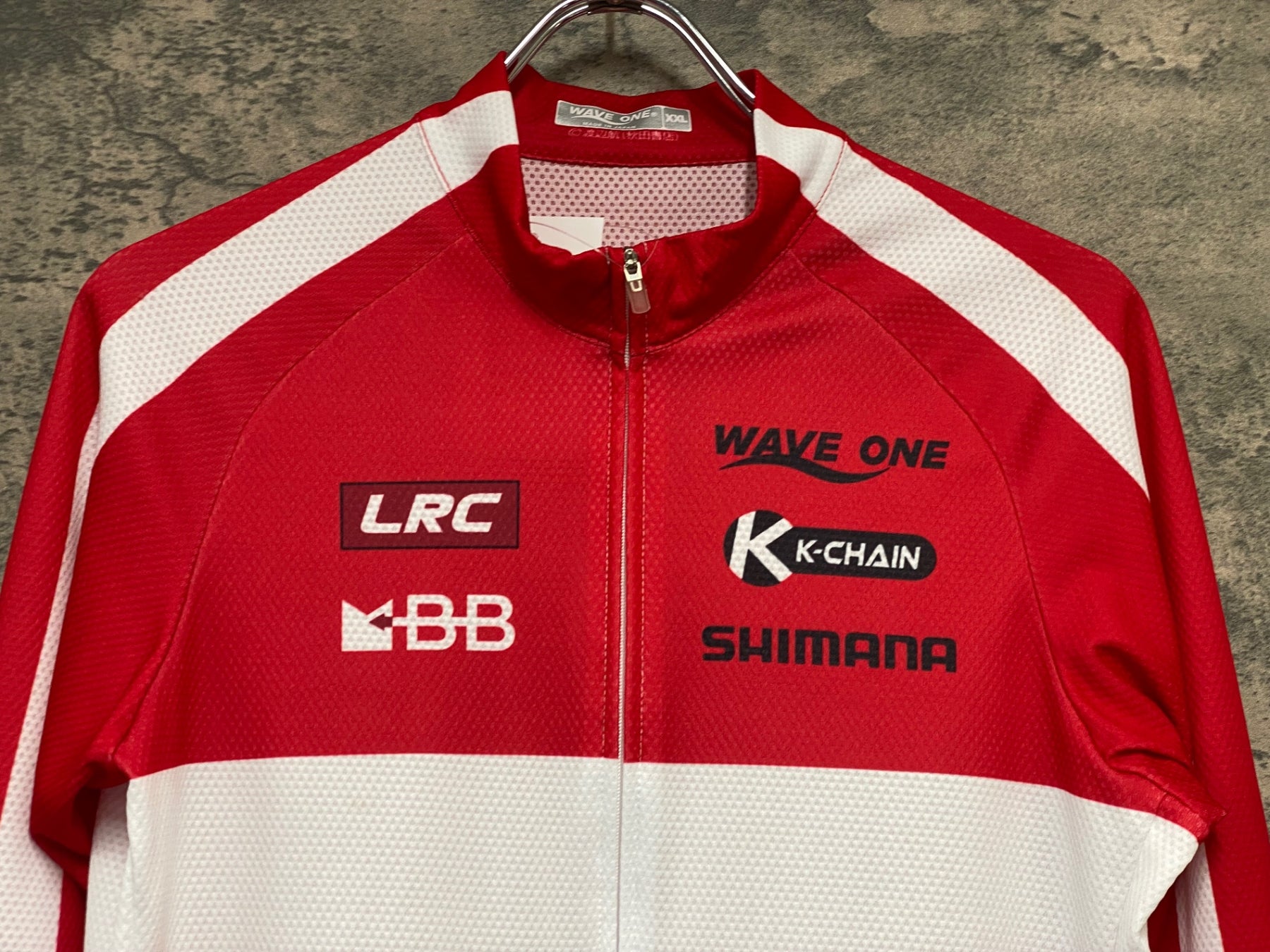 JY993 ウェイブワン WAVE ONE 長袖 サイクルジャージ 赤 白 XXL 弱虫